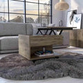 Table basse relevable pour salon, à roulettes, finition brun foncé