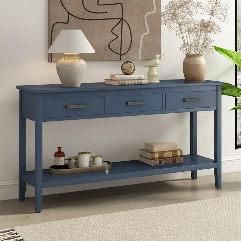 Console contemporaine à 3 tiroirs avec 1 étagère