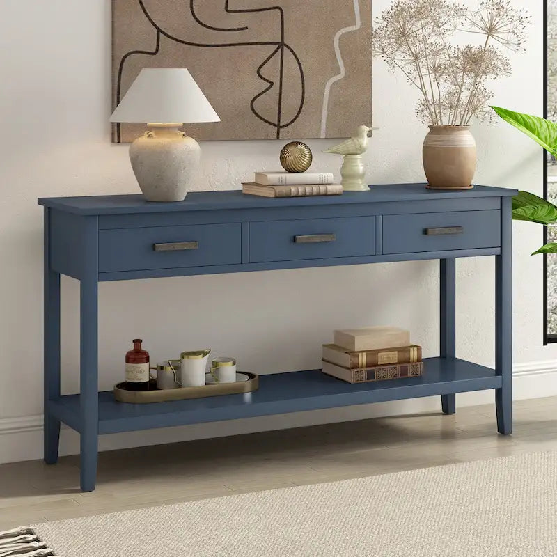 Console contemporaine à 3 tiroirs avec 1 étagère