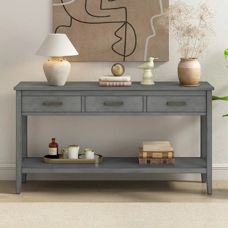 Console contemporaine à 3 tiroirs avec 1 étagère