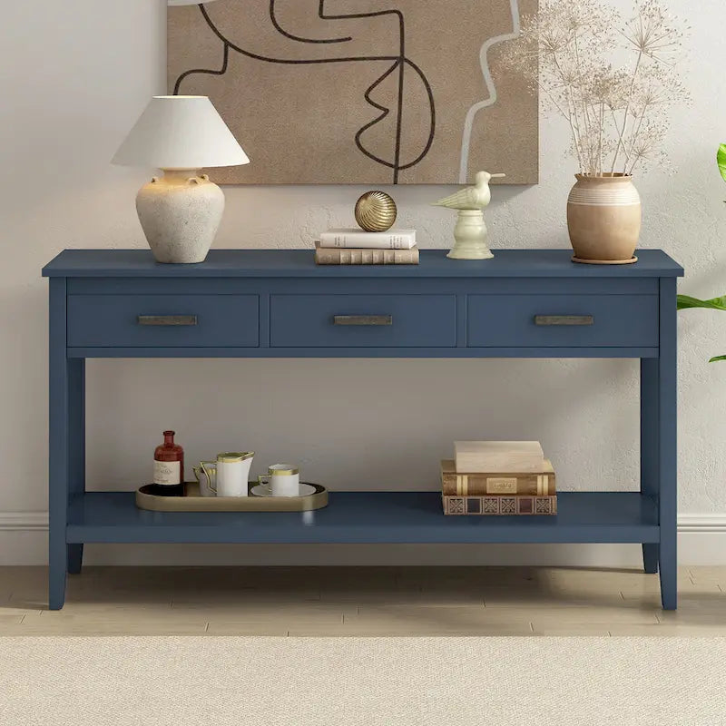Console contemporaine à 3 tiroirs avec 1 étagère