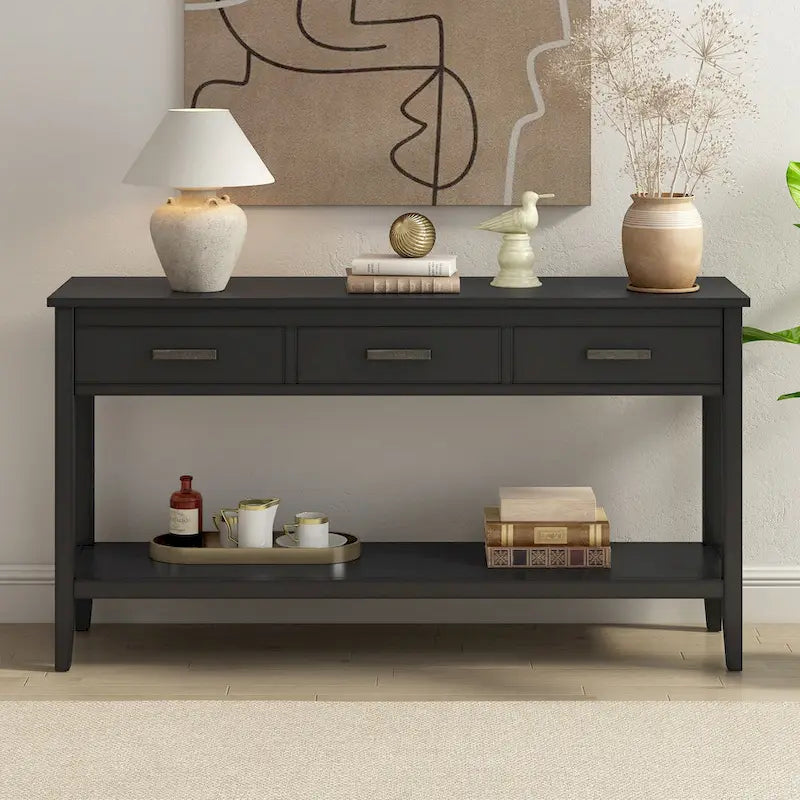Console contemporaine à 3 tiroirs avec 1 étagère