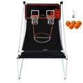 Jeu d'arcade de basket-ball pliable, jeu de basket-ball d'intérieur pour 2 joueurs, sport à double tir à domicile avec 8 modes de jeu et pompe de gonflage