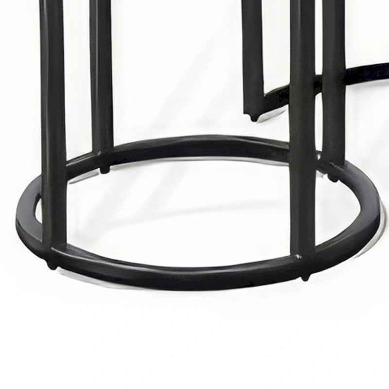Lot de 2 tables gigognes, acajou marron foncé, piètement en métal noir