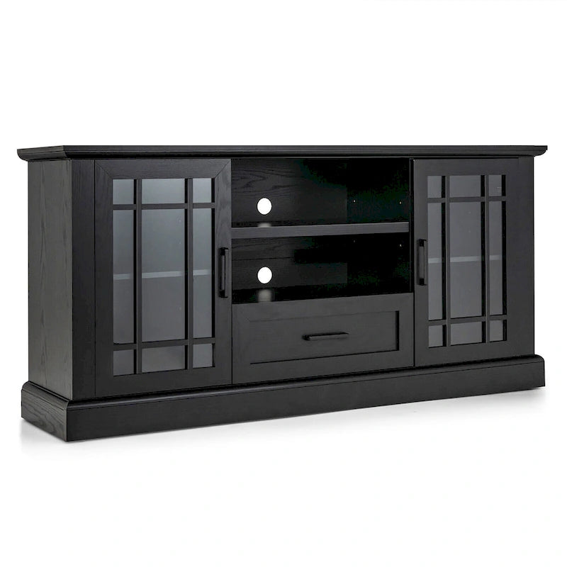 Meuble TV de style rustique pour téléviseurs jusqu'à 70 po, meuble média avec verre