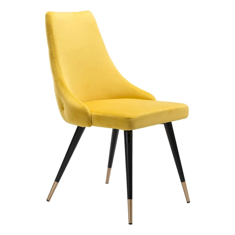 Lot de 2 chaises de salle à manger Windsor capitonnées en velours avec pieds noirs - 52 x 62,5 x 88,5