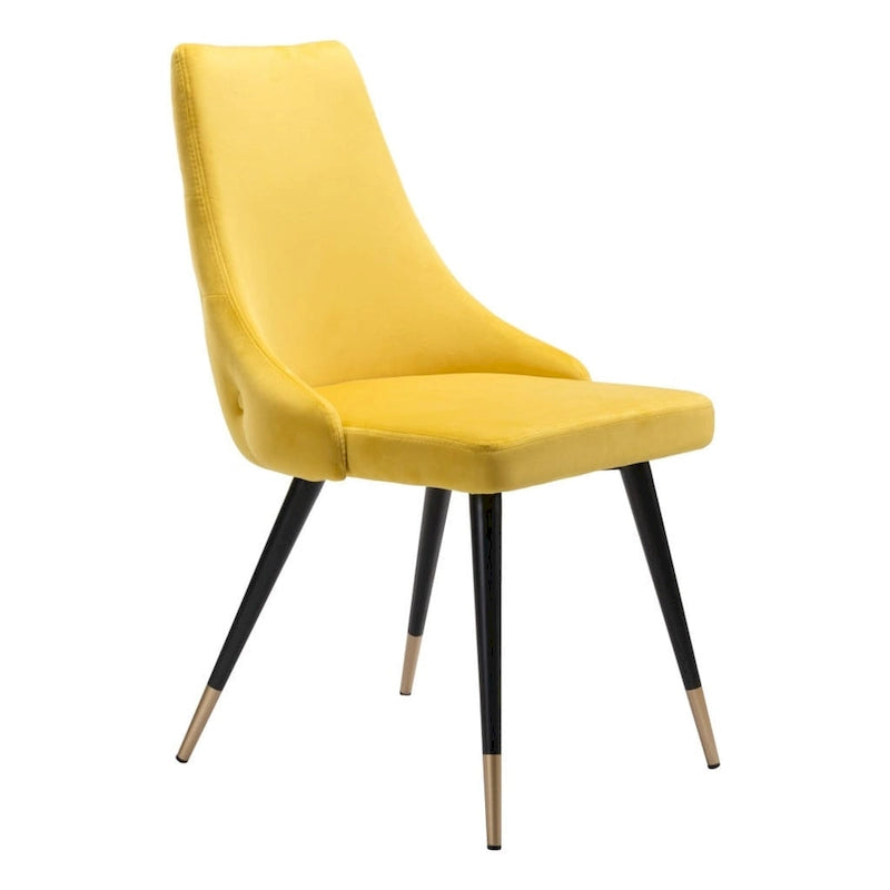 Set of 2 Tufted Velvet Windsor Back Dining Chairs with Black Legs - 20.5 x 24.6 x 34.8
