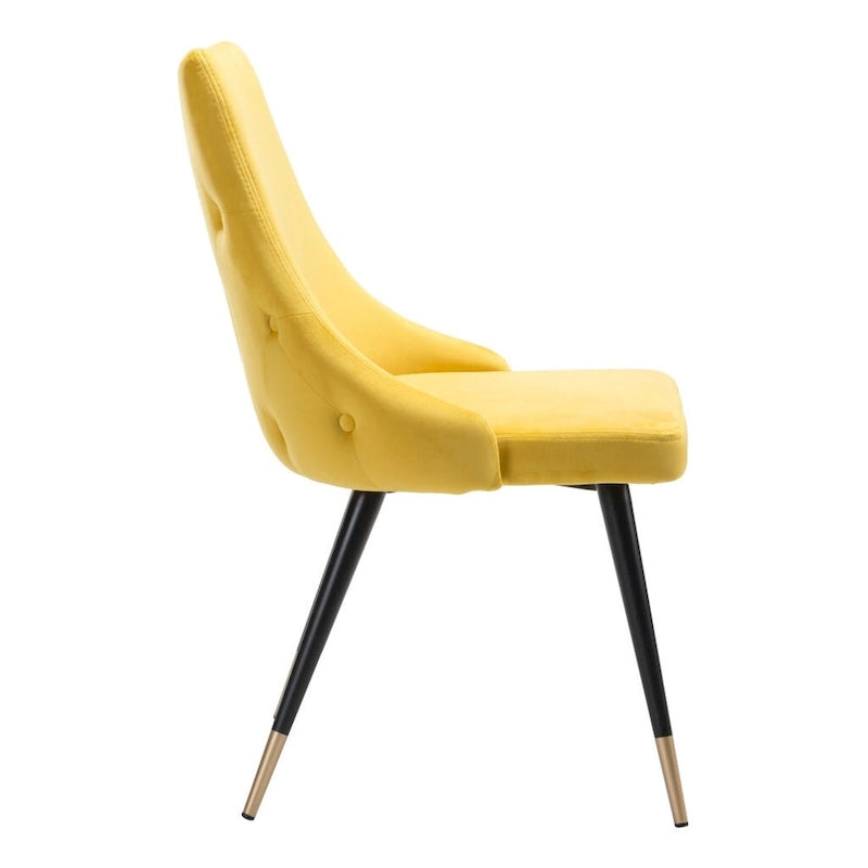 Lot de 2 chaises de salle à manger Windsor capitonnées en velours avec pieds noirs - 52 x 62,5 x 88,5