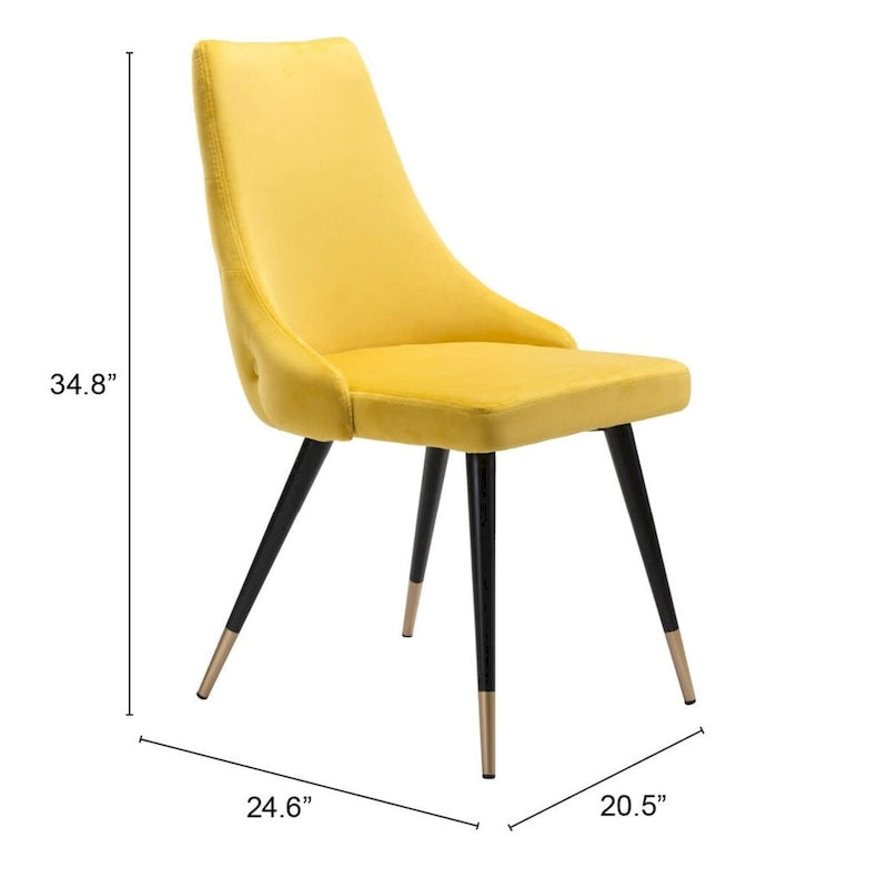 Lot de 2 chaises de salle à manger Windsor capitonnées en velours avec pieds noirs - 52 x 62,5 x 88,5