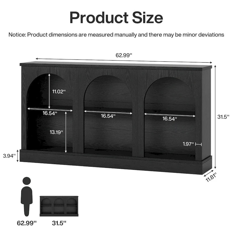Table console de ferme de 160 cm avec 3 niveaux de rangement pour entrée, salon - 30 cm P x 160 cm L x 80 cm H