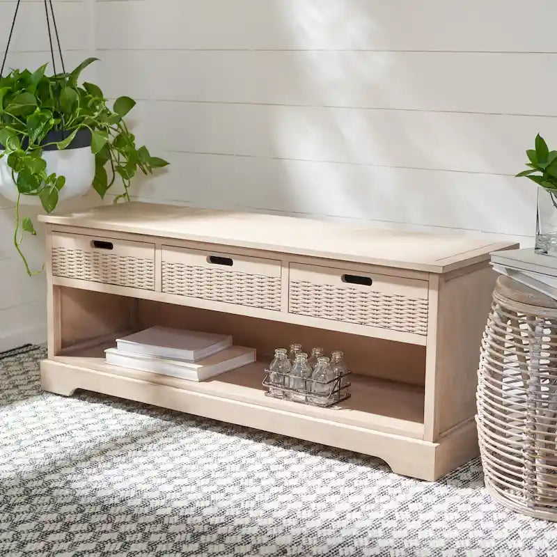 Banc de rangement 3 tiroirs et étagère inférieure - 47,3 L x 15 P x 19 H - 47Lx15Px19H