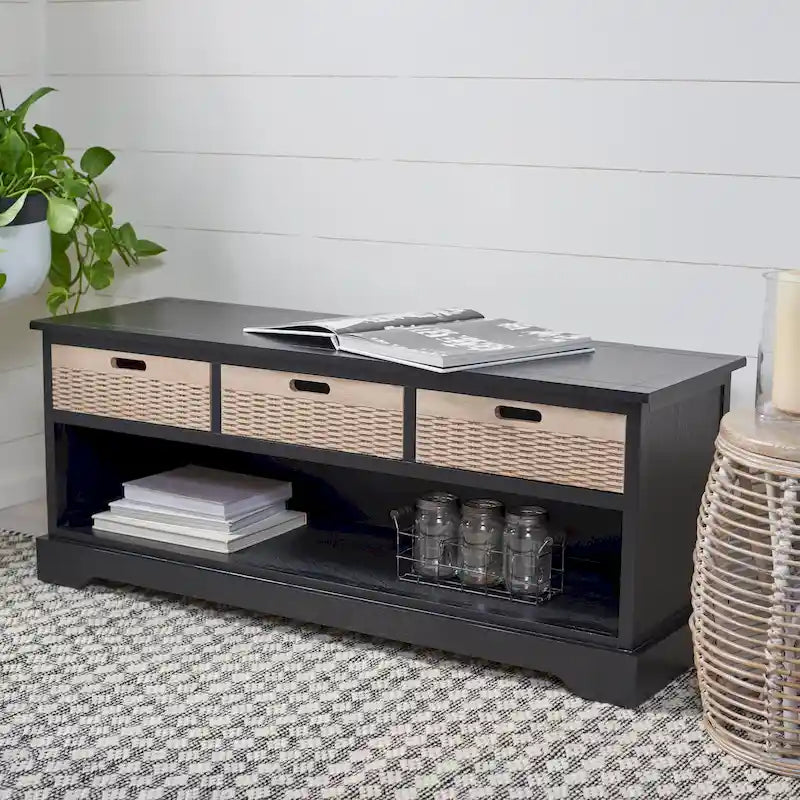Banc de rangement 3 tiroirs et étagère inférieure - 47,3 L x 15 P x 19 H - 47Lx15Px19H