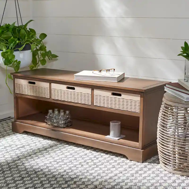 Banc de rangement 3 tiroirs et étagère inférieure - 47,3 L x 15 P x 19 H - 47Lx15Px19H