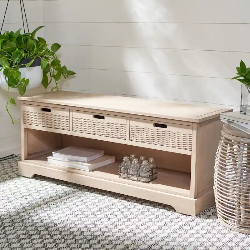 Banc de rangement 3 tiroirs et étagère inférieure - 47,3 L x 15 P x 19 H - 47Lx15Px19H