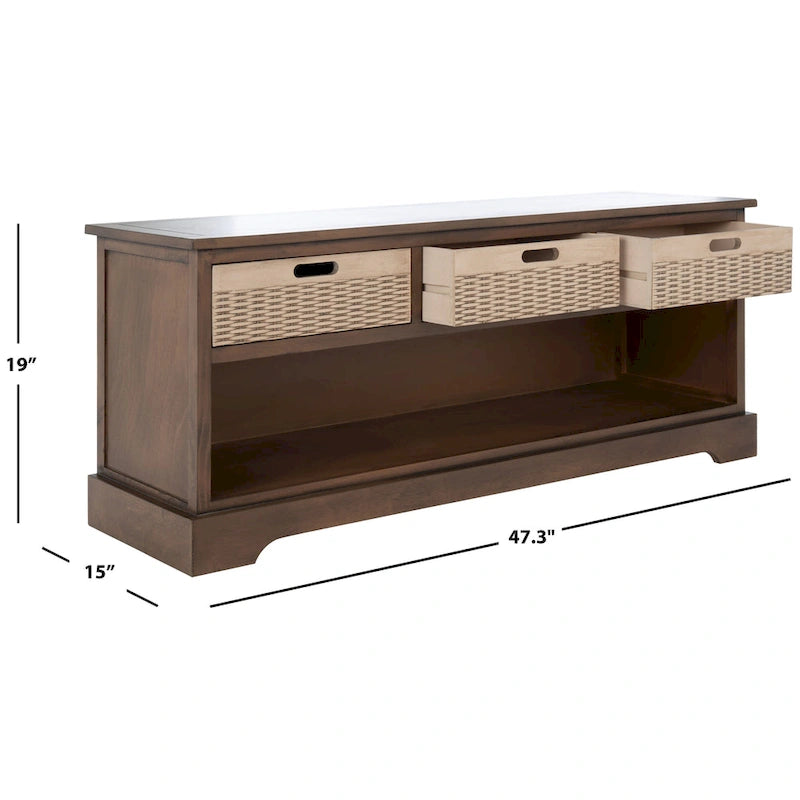 Banc de rangement 3 tiroirs et étagère inférieure - 47,3 L x 15 P x 19 H - 47Lx15Px19H