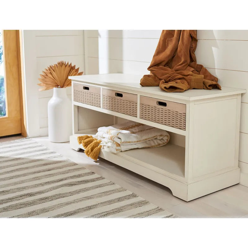 Banc de rangement 3 tiroirs et étagère inférieure - 47,3 L x 15 P x 19 H - 47Lx15Px19H