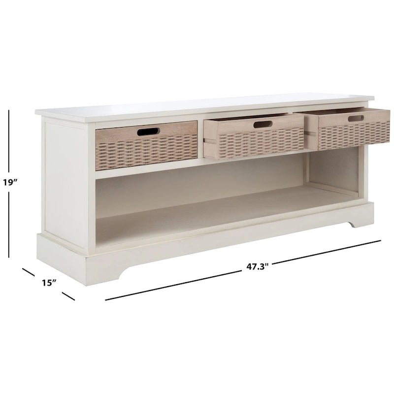Banc de rangement 3 tiroirs et étagère inférieure - 47,3 L x 15 P x 19 H - 47Lx15Px19H