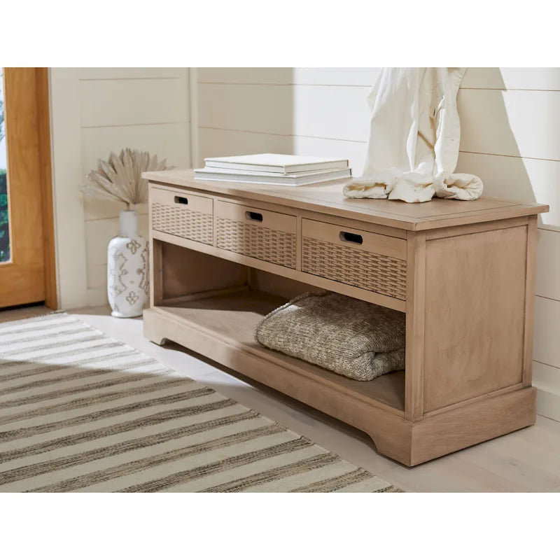 Banc de rangement 3 tiroirs et étagère inférieure - 47,3 L x 15 P x 19 H - 47Lx15Px19H