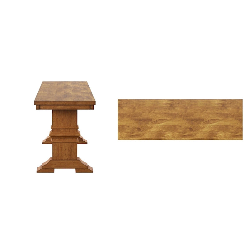 Banc de salle à manger en bois avec pieds tréteaux bicolores