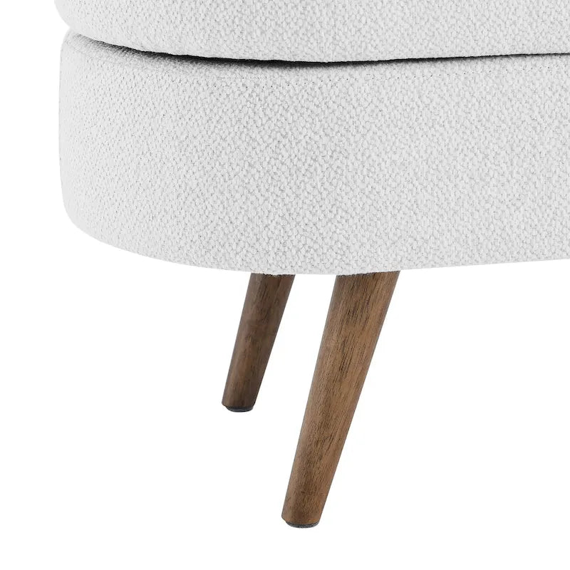 Banc de rangement ottoman ovale, pieds en bois d'hévéa