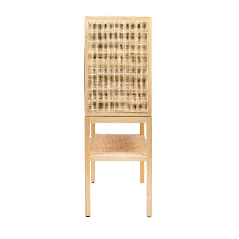 Meuble bas en rotin tressé et bois avec 2 portes