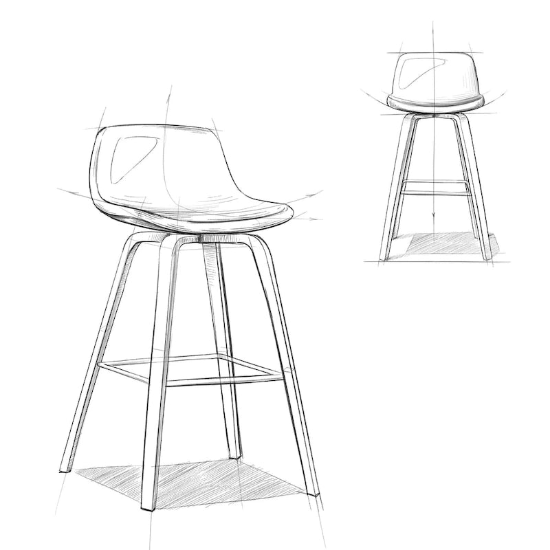 Tabouret de comptoir en bois courbé de style moderne du milieu du siècle (Lot de 2) - 20,7 x 21,1 x 36,6