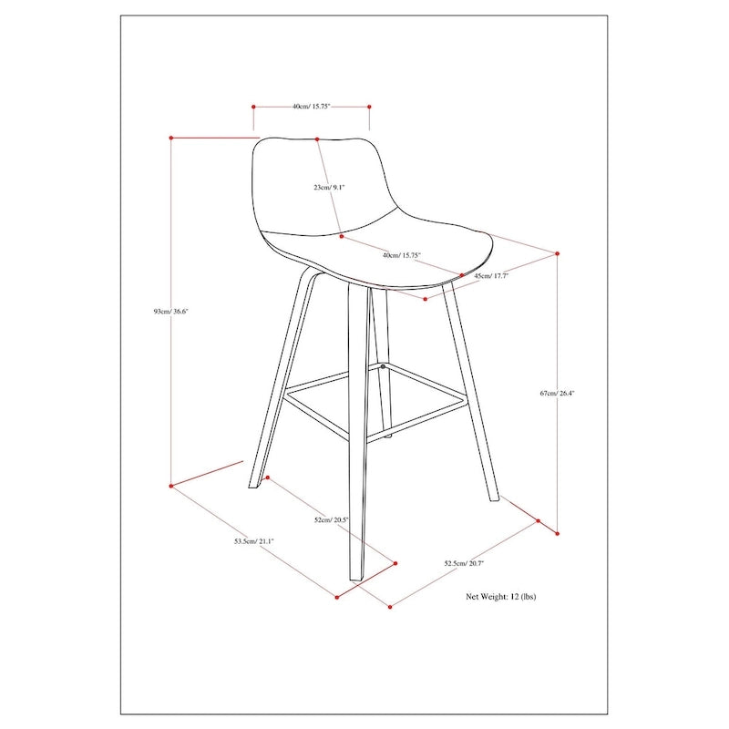 Tabouret de comptoir en bois courbé de style moderne du milieu du siècle (Lot de 2) - 20,7 x 21,1 x 36,6