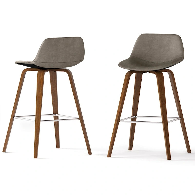 Tabouret de comptoir en bois courbé de style moderne du milieu du siècle (Lot de 2) - 20,7 x 21,1 x 36,6
