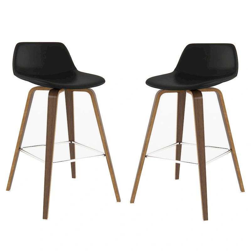 Tabouret de comptoir en bois courbé de style moderne du milieu du siècle (Lot de 2) - 20,7 x 21,1 x 36,6