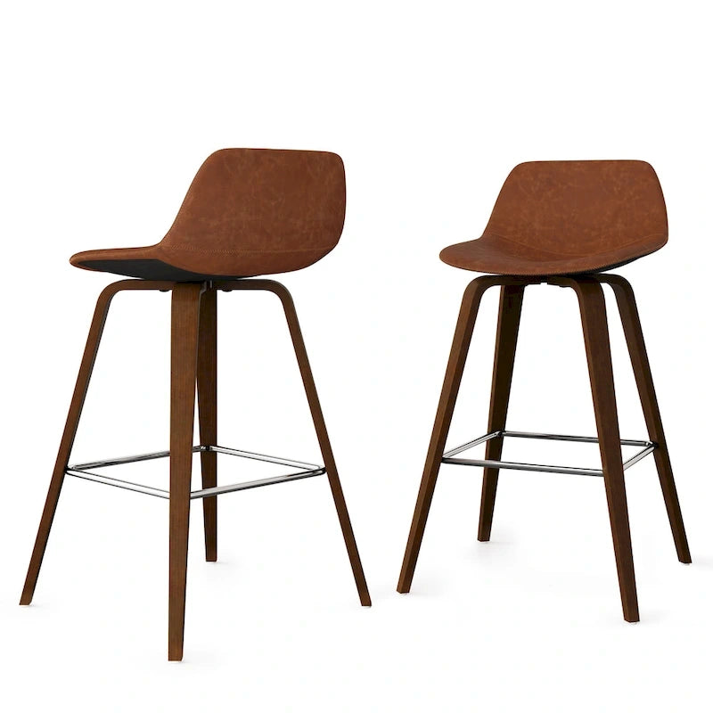 Tabouret de comptoir en bois courbé de style moderne du milieu du siècle (Lot de 2) - 20,7 x 21,1 x 36,6