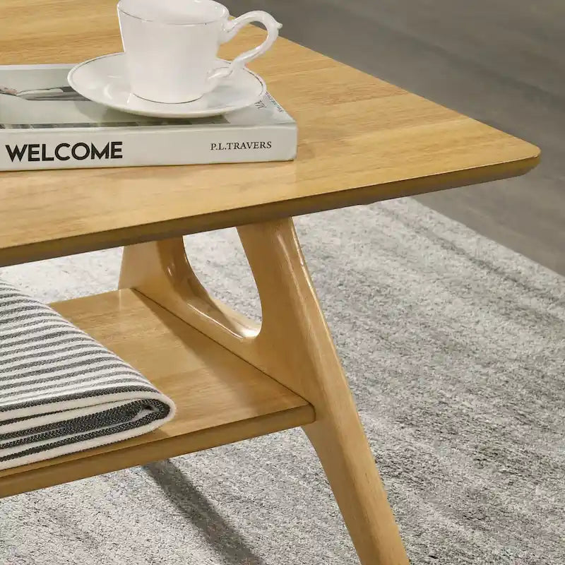 Table d'appoint en bois avec étagère, style moderne du milieu du siècle