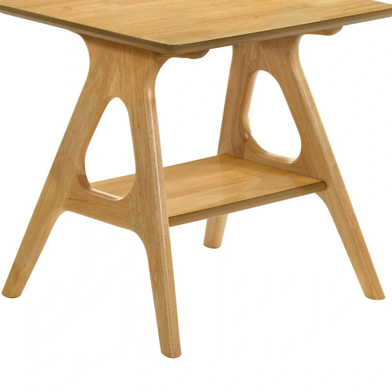 Table d'appoint en bois avec étagère, style moderne du milieu du siècle