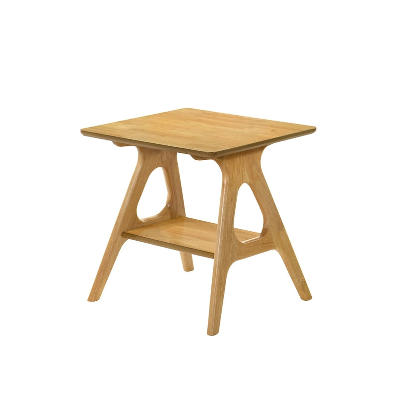 Table d'appoint en bois avec étagère, style moderne du milieu du siècle
