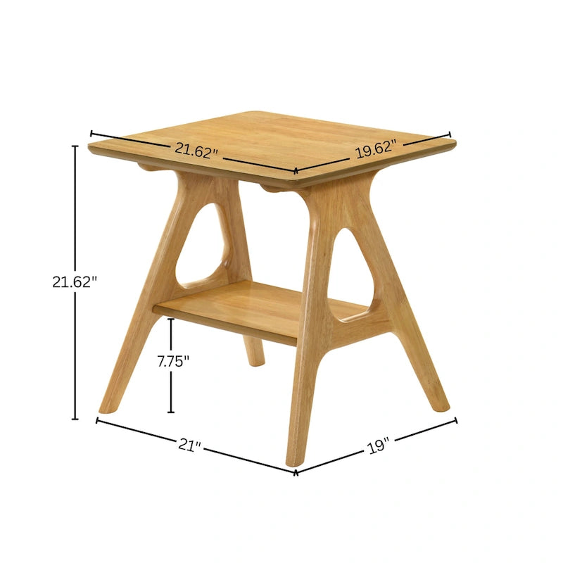 Table d'appoint en bois avec étagère, style moderne du milieu du siècle