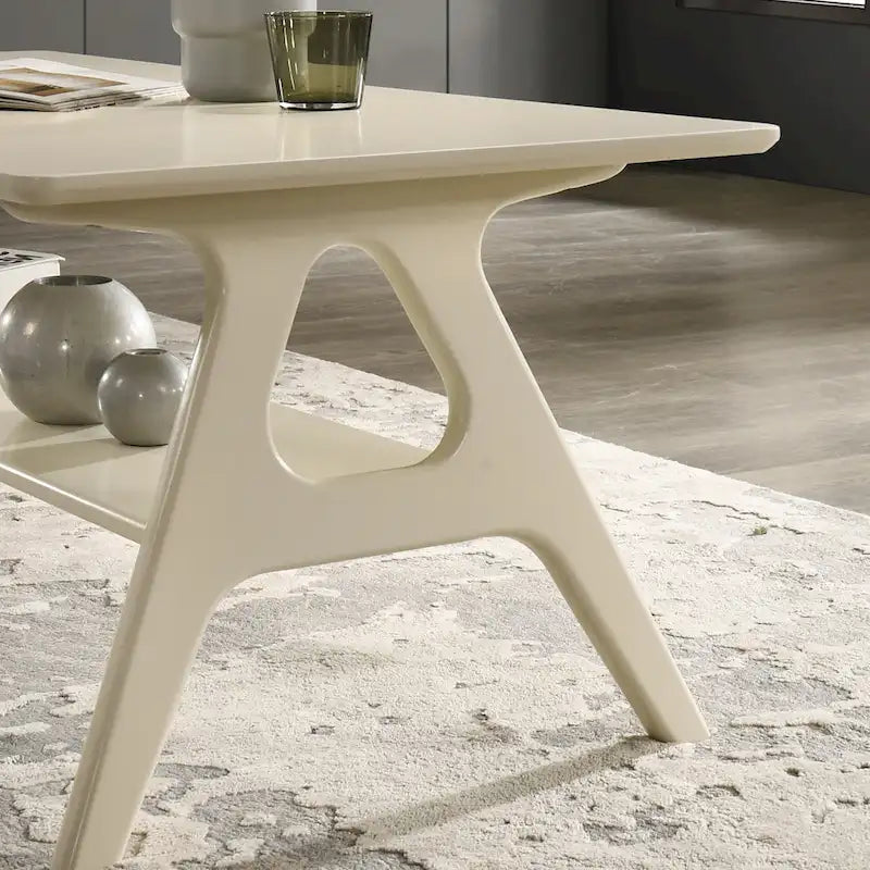 Table d'appoint en bois avec étagère, style moderne du milieu du siècle