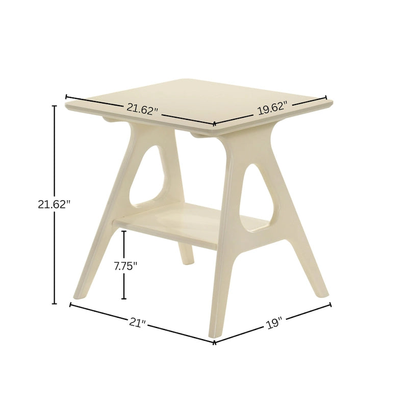 Table d'appoint en bois avec étagère, style moderne du milieu du siècle