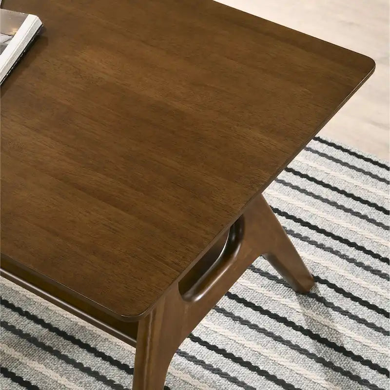 Table d'appoint en bois avec étagère, style moderne du milieu du siècle