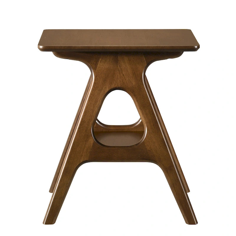 Table d'appoint en bois avec étagère, style moderne du milieu du siècle