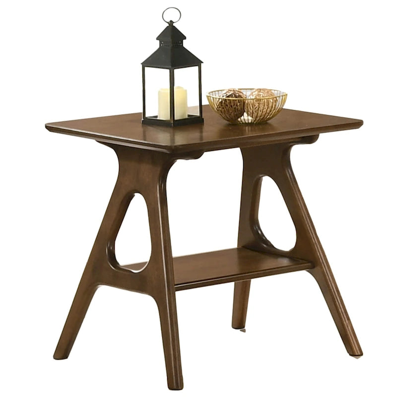 Table d'appoint en bois avec étagère, style moderne du milieu du siècle