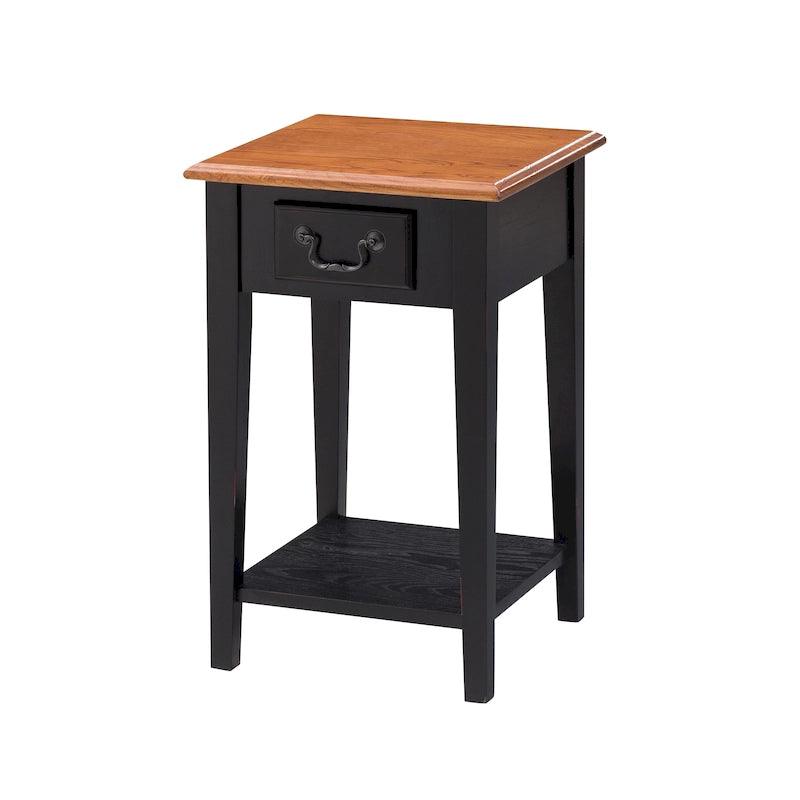 Table d'appoint carrée à un tiroir avec étagère