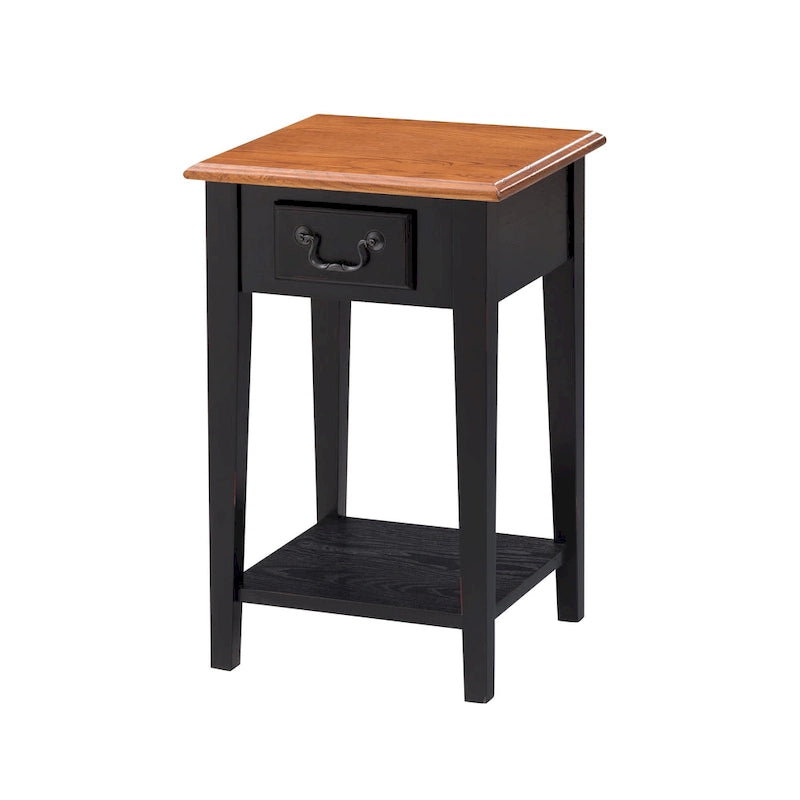 Table d'appoint carrée à un tiroir avec étagère
