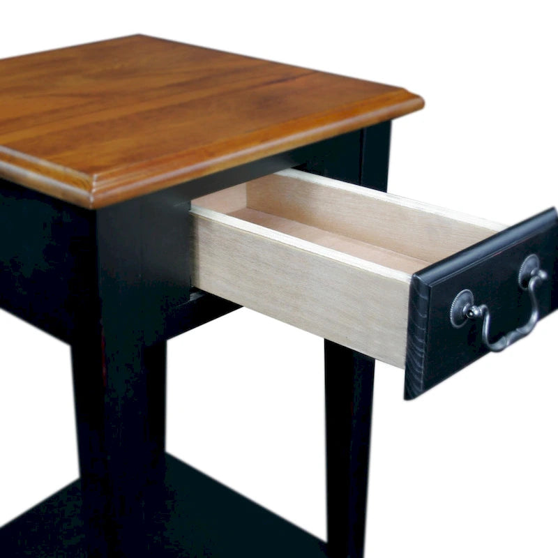 Table d'appoint carrée à un tiroir avec étagère