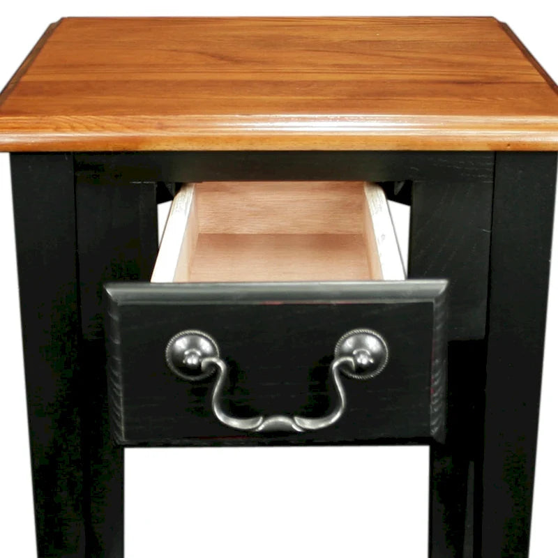 Table d'appoint carrée à un tiroir avec étagère