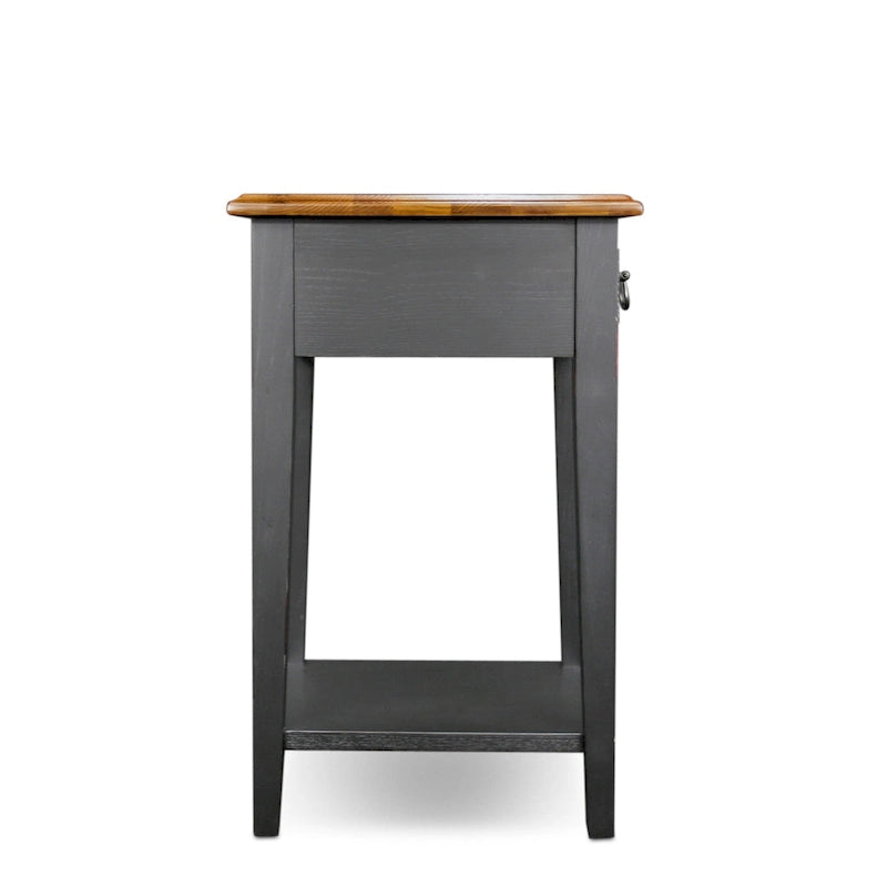 Table d'appoint carrée à un tiroir avec étagère
