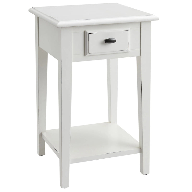 Table d'appoint carrée à un tiroir avec étagère