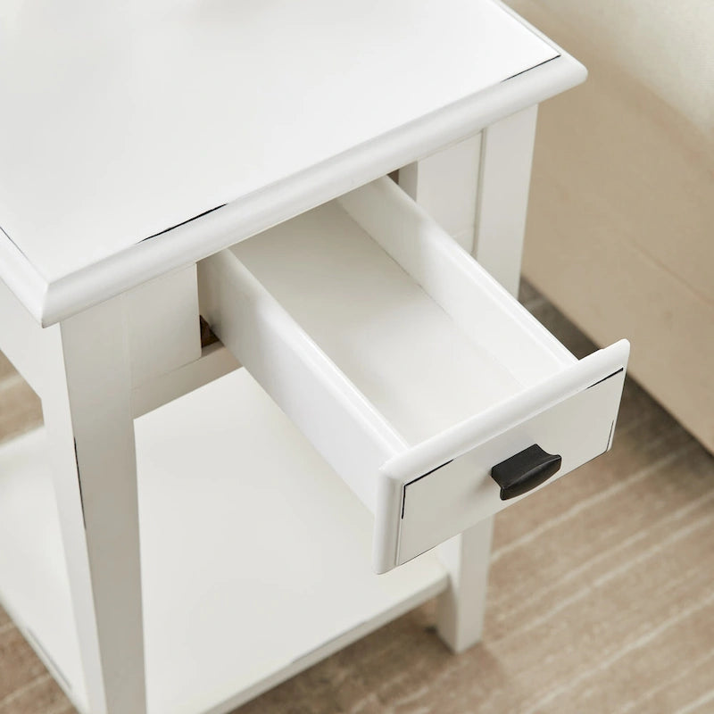 Table d'appoint carrée à un tiroir avec étagère