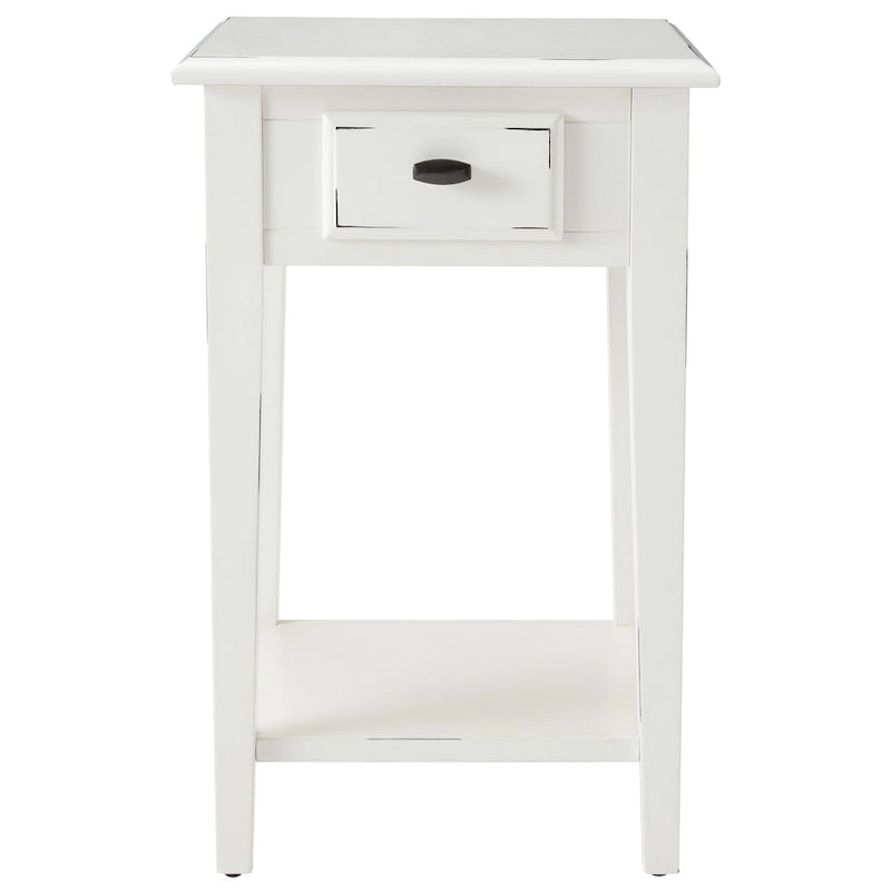 Table d'appoint carrée à un tiroir avec étagère