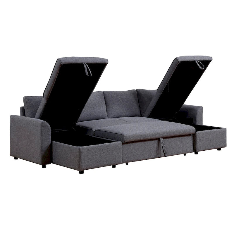 Canapé d'angle convertible en U avec deux espaces de rangement