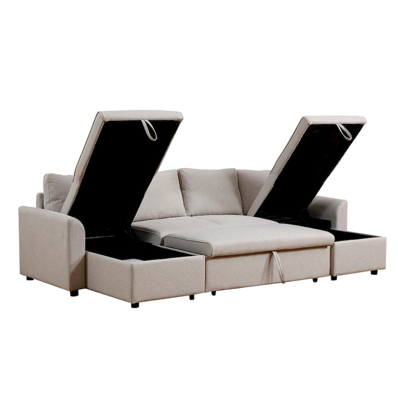 Canapé d'angle convertible en U avec deux espaces de rangement