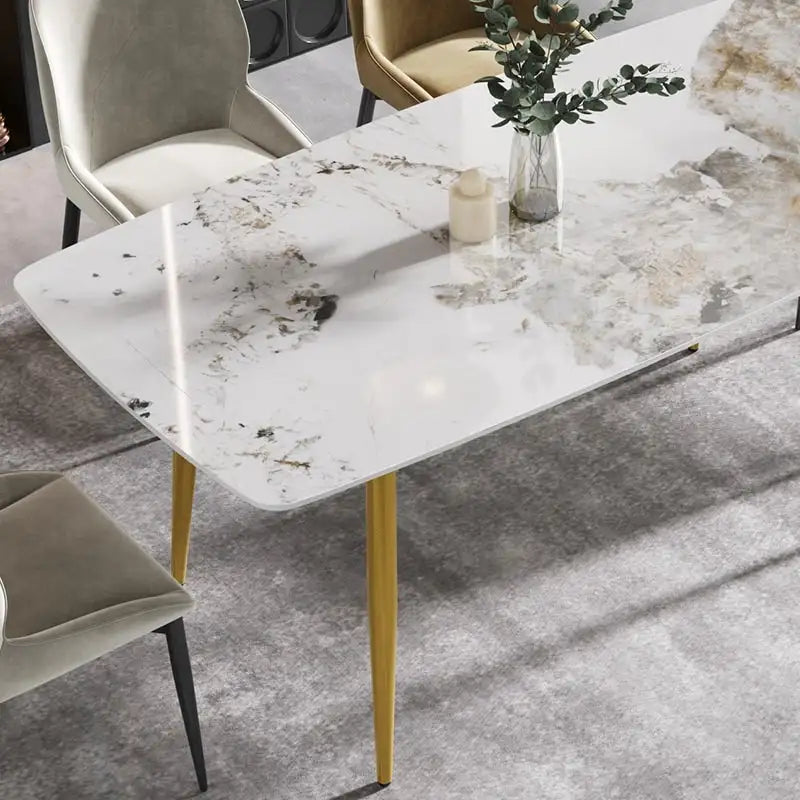 Table à manger rectangulaire moderne en pierre frittée de 180 cm pour 8 personnes